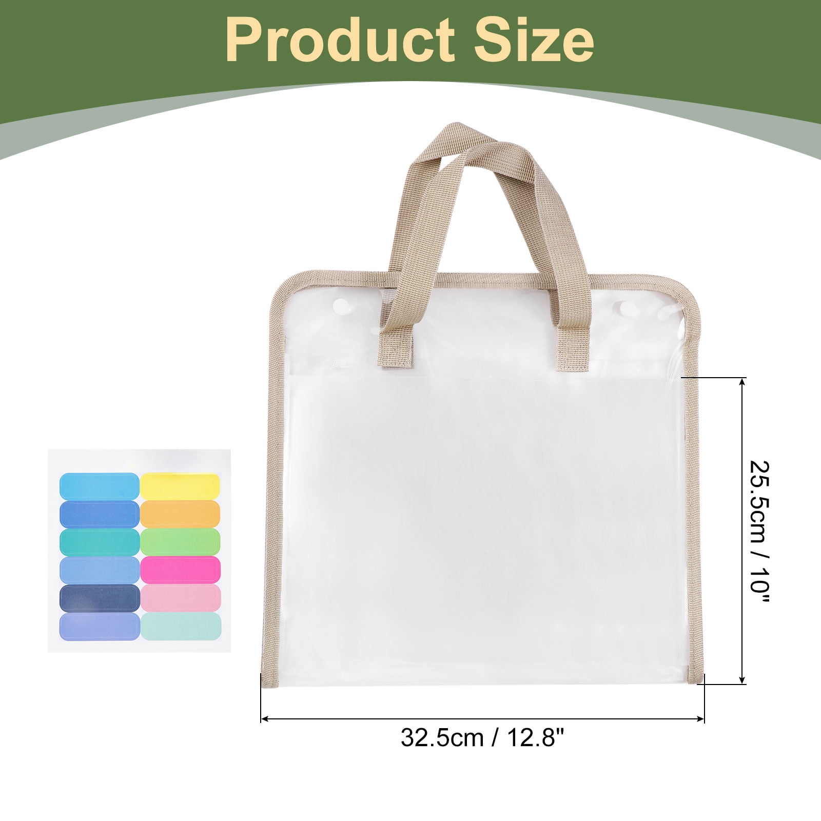 Uxcell 13 Pockets Accordion File Organizer, Expanding File Folder Portable Accordion Document Bag with Classified Index Stickers for Office Worker, Khaki (Horizontal)