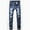 Blue, variant on DDAPJ pyju Ripped Jeans for Men Fashion Patchwork Distressed Destroyed Jeans Slim Fit Straight Leg Stretch Jeans Cool Streetwear Skateboard Pants