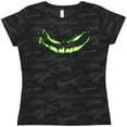 thumbnail image 3 of Inktastic Sinister Grinning Pumpkin Face in Lime Green Glow Women's T-Shirt, 3 of 5
