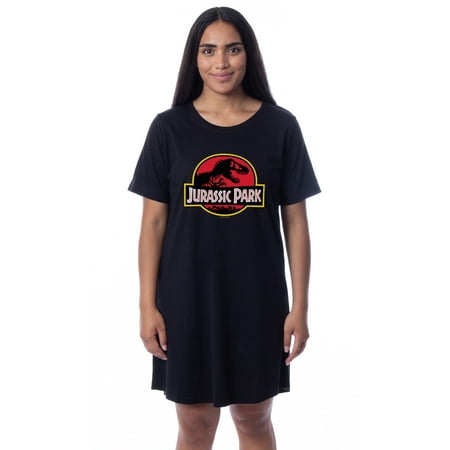 Jurassic Park Womens Dinosaur Film Logo Nightgown Sleep Pajama Shirt