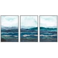 thumbnail image 2 of IDEA4WALL Framed Canvas Print Wall Art Set of 3 Vibrant Teal Mountain Range Horizon Abstract Modern Art Decor Nature Wilderness Geometric Artwork Nordic Zen for Rooms - White 24"x36"x3, 2 of 5