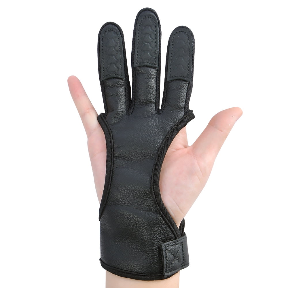 AMEYXGS Archery Glove Finger Tab Three Finger Deerskin Glove for