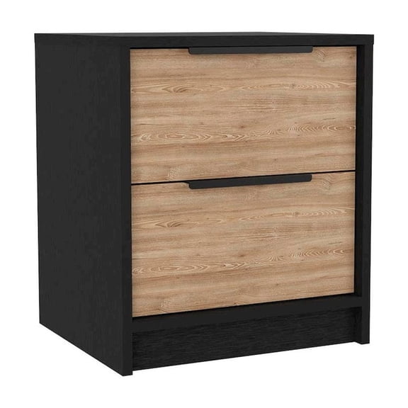 HomeRoots 19" Black Two Drawer Faux Wood Nightstand