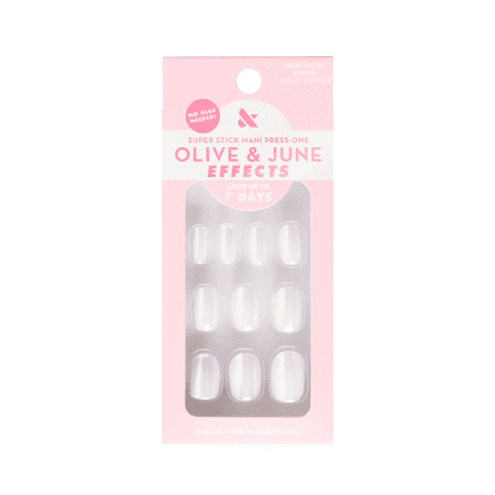 Olive & June Super Stick Mani Round Extra Short Press-On Nail Tabs, Cloud Chrome, 32 Pieces