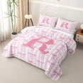 thumbnail image 3 of Meiyoeat Charming Bow Letter R Twin Quilt Set for Girls,Soft Stripe Twin Coverlet Set for Bedroom,Light Pink White, 3 of 7