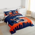 thumbnail image 3 of jejeloiu American Rugby Sport Queen Comforter Set,Deepblue Orange Bedding Comforter Set For Ball Lover Reversible 3-Piece, 3 of 8