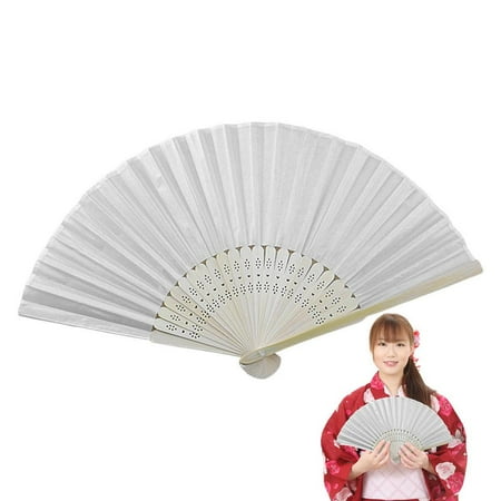 

Laideyi White Silk Hand Fans for Women Summer Cooling Fan DIY Calligraphy Fan Pure White Fold Bamboo Pai Fan Hand Painted Double Dough Fan Home Portable Wall Fans Decorative Fans functional