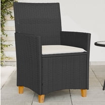 vidaXL Patio Chairs with Cushions 2 pcs Black Poly Rattan&Solid Wood