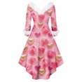 thumbnail image 4 of Valentines Day Dresses for Women V Neck High Low Vintage Valentines Day Costumes A-Line Swing Holiday Cocktail Dress Pink XL, 4 of 5