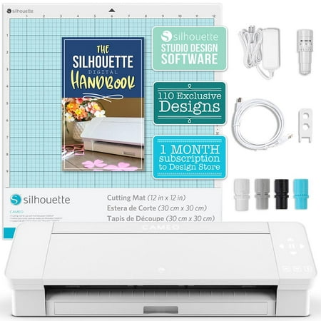 Silhouette White Cameo 4 w/ Updated Autoblade, 3x Speed, Roll Feeder, and