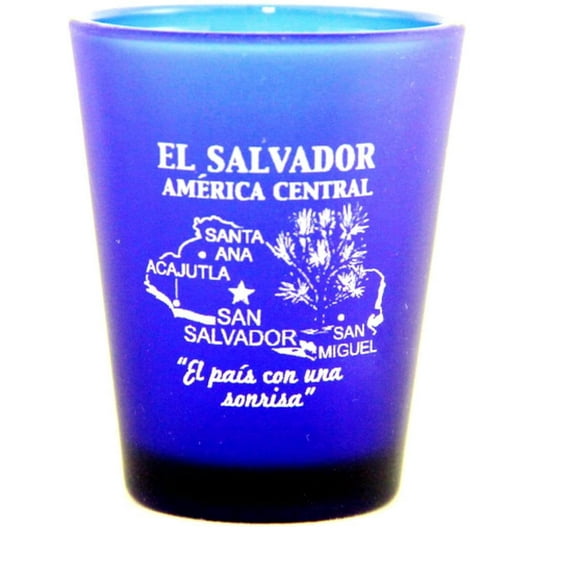El Salvador Central America Cobalt Blue Frosted Shot Glass