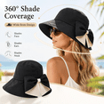 thumbnail image 5 of Women's Bowknot Wide Brim Sun Hat, Foldable Summer Beach Cap Breathable Polyester, 5 of 9