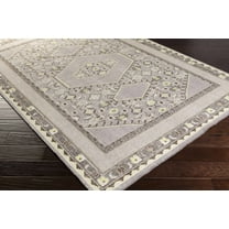 Hauteloom Walden Wool Living Room, Bedroom Area Rug - Traditional - Charcoal, Beige, Light Green - 5'6" x 8'6"