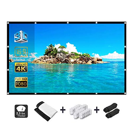 Alopex 120 Inch Projector Screen,16:9 HD 4K Video Movie Screen Grommets No Crease