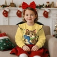 thumbnail image 2 of Yuyamidu Funny Cat Sweatshirt for Toddler Girls 1T 2T Yellow Ruffle Shoulder Long Sleeve Pullover Tops Cute Animal Print Sweatshirt Playwear for School Outdoor Play, 2 of 8