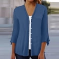 thumbnail image 2 of ZKIRBJV Summer Shrugs for Women Lightweight 3/4 Sleeve Light Weight Cardigan Women Open Front Shrug Cardigan Light Solid Color Dressy Casual Cute Duster Cardigans Dark Blue XL, 2 of 6