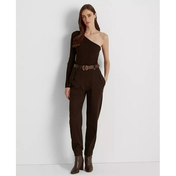 LAUREN RALPH LAUREN One-Shoulder Long-Sleeve Sweater Brown Size XXL MSRP $100