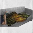 thumbnail image 6 of Nature Soft Flannel Fleece Blanket, Fresh Idyllic Morning Scenery Woods with Rising Sun Peaceful Countryside, Cozy Plush for Indoor and Outdoor Use, 70" x 90", Green Marigold Beige, by Ambesonne, 6 of 6