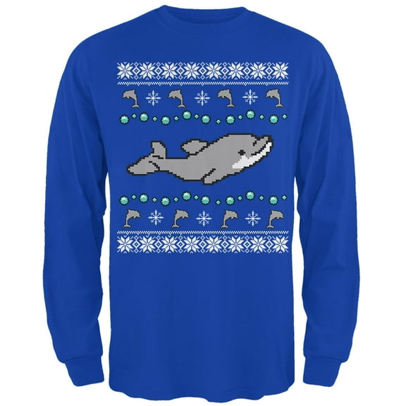 Old Glory Mens Ugly Christmas Sweater Dolphin Long Sleeve T Shirt