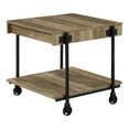 thumbnail image 3 of Furniture of America Russe 1-Shelf Wood Rustic Oak End Table with Wheels, 3 of 8