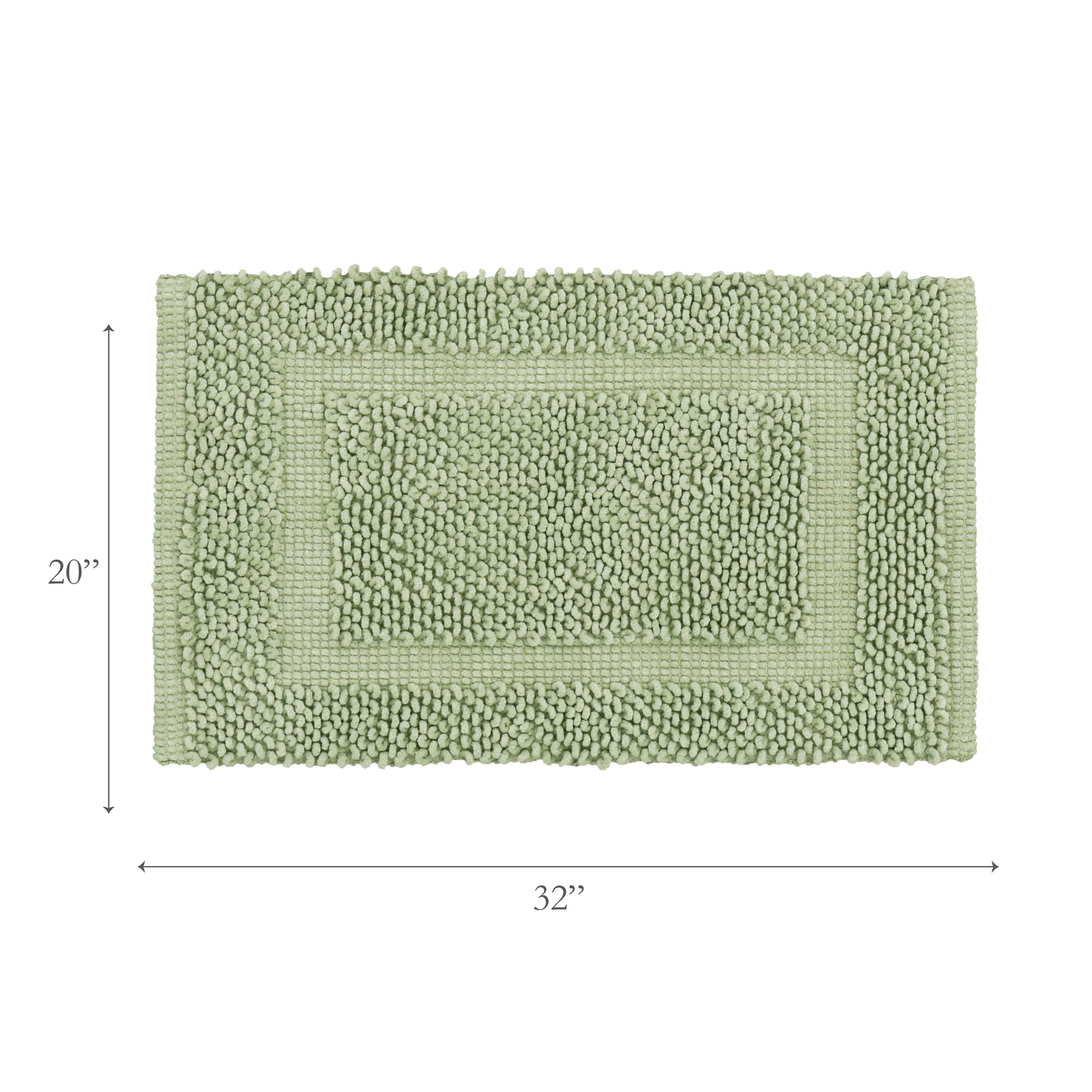 Jean Pierre New York Sophie Border 100% Cotton Bath Mat - Non-Slip Bath Rug - Sage Green - 20" x 32"