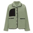 thumbnail image 5 of Zyloft Womens Jackets Trendy Women's European and American Solid Color Lamb Wool Jacket Long Sleeved Hooded Casual Jacket/jacket Green M Black*Friday/Cyber*Monday Clearance, 5 of 8