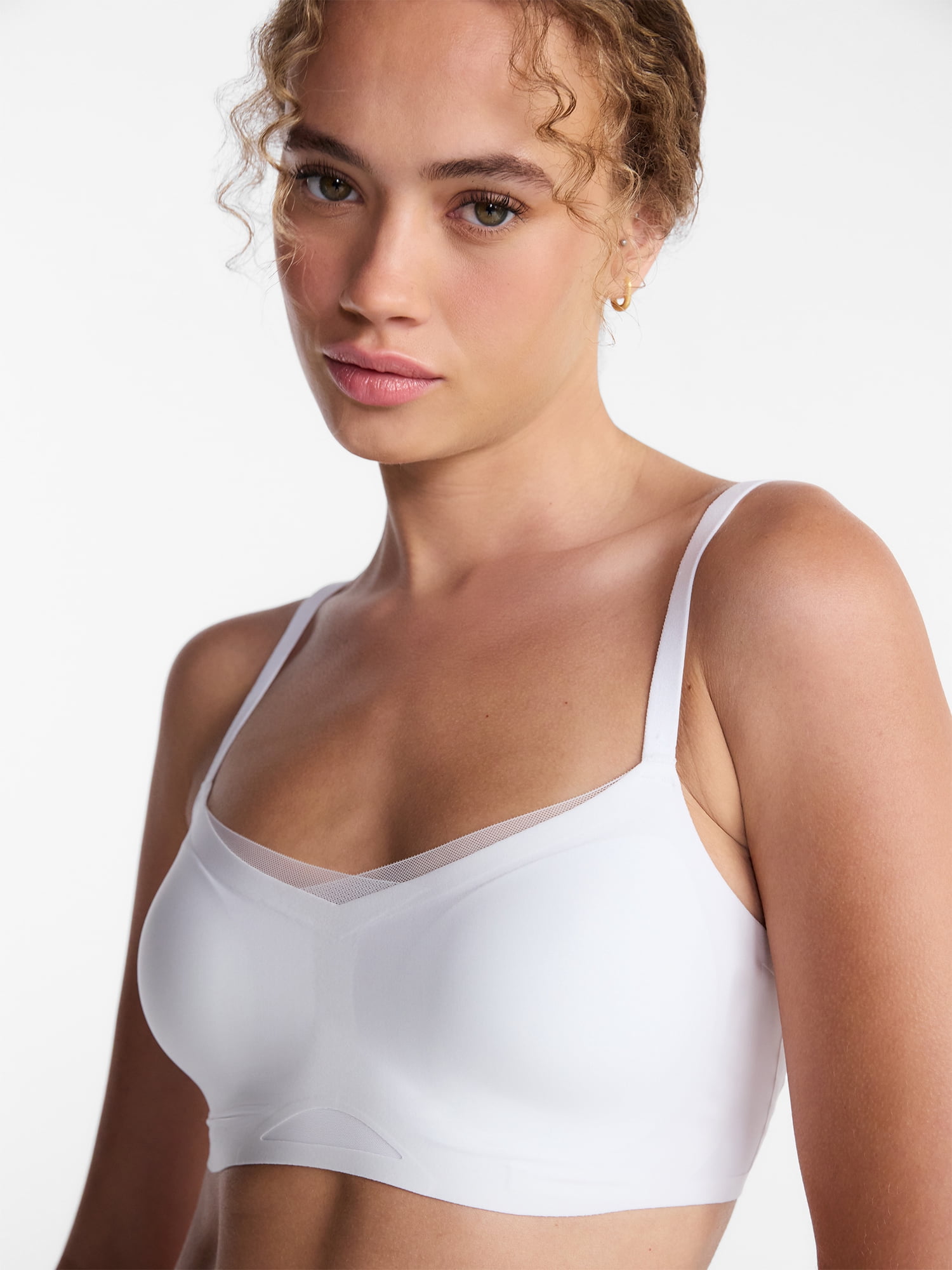 Joyspun Women’s Wireless Bonded Bra with Mesh Inserts, Sizes XS-XXXL