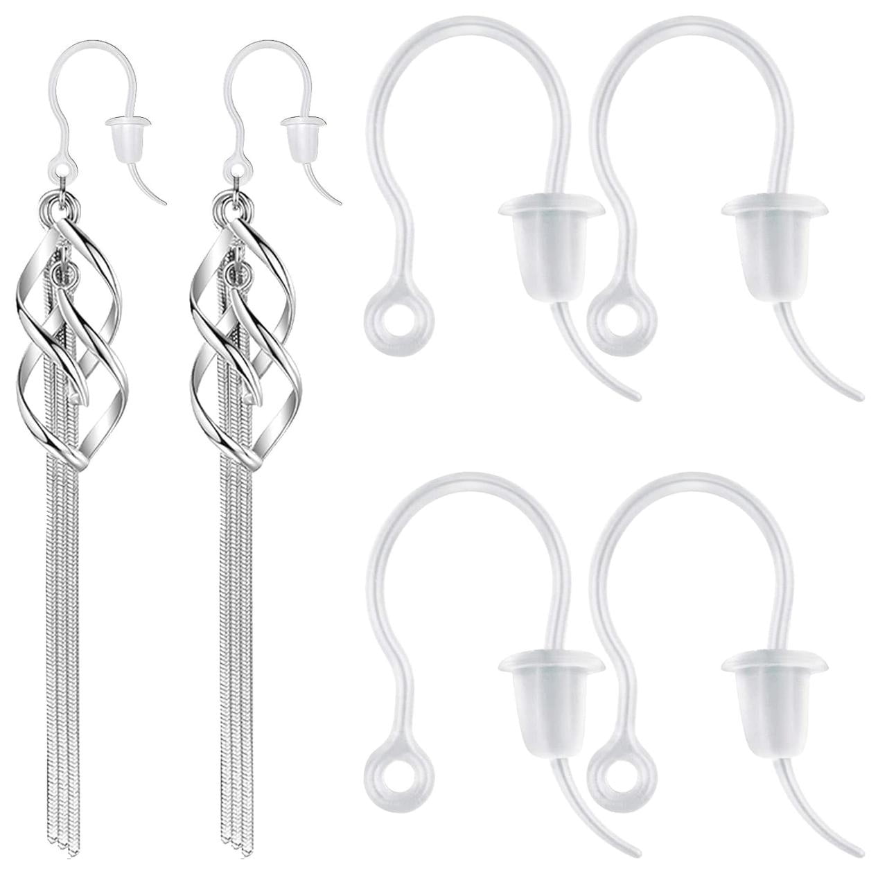 blue moon findings ear wire metal fish hook rhinestone silver 925 Sterling Earring Hooks 120 PCS/60 Pairs, Wires Hooks Blue Moon Silver Plated Big Moon Resin