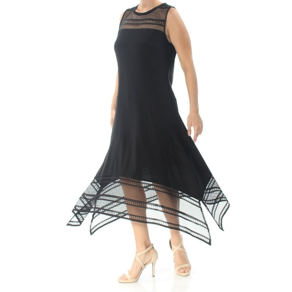 AMERICAN LIVING $79 Womens New 1251 Black Mesh Illusion Fit   Flare Dress 14 B B