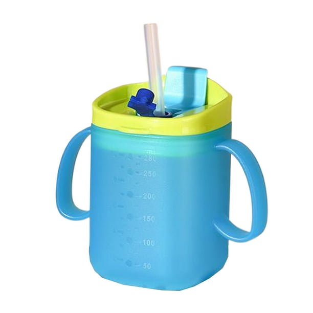Cateissary Vaso para beber para adultos mayores, con tapa y pajita, antiderrames Cocina y Comedor A