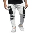 thumbnail image 1 of Men‘s Pockets Patchwork Cargo Trousers Color Block Casual Trousers Long Pants, 1 of 5