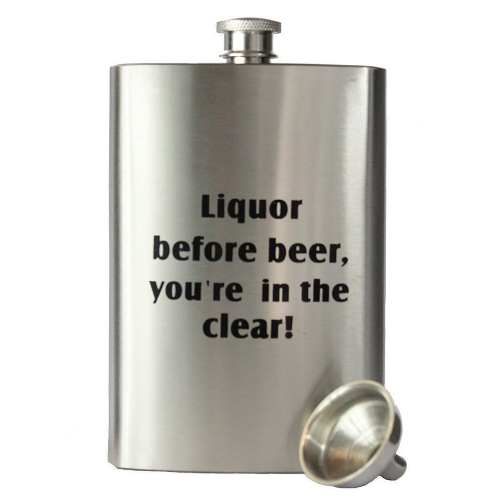 8oz Stainless Steel Primo 18/8 304 "Liquor Before Beer