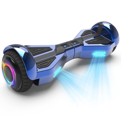 Starship Smart Hoverboard with Bluetooth Speaker LED Lights 6.5 inch Wheels Chrome Color Sci Fi Design Walmart