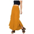 thumbnail image 1 of Womens Ruffle Wide Leg Pants High Waist Solid Color Palazzo Pants Casual Loose Flowy Summer Beach Lounge Trousers Ladies Clothes, 1 of 6