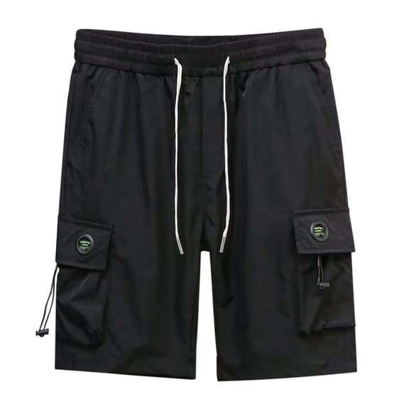 MIXUE Mens Shorts Summer Solid Color Workwear Cargo Mens Workout Shorts Sportwear,Black,XXXXL