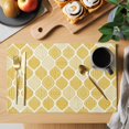 thumbnail image 2 of Yellow Geometric Placemats Set of 8, Morocco Modern Abstract Plaid Art Placemats for Dining Table, Place Mats for Kitchen Tabletop, Waterproof Wipeable Dining Table Mats Set, 2 of 9