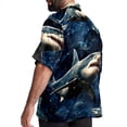 thumbnail image 3 of Starry Shark Men's Hawaiian Print Casual Button Down Short Sleeve Summer Beach Shirt - Unisex, 3 of 6