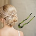 thumbnail image 2 of Unique Bargains 1 Pc Chignon Pin Wave U-shaped Hair Hairpin for Women Dark Green, 2 of 5