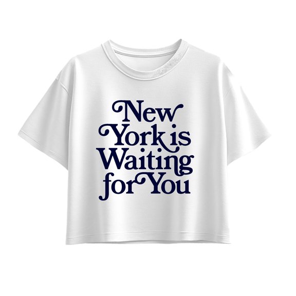 Instant Message - New York is Waiting for You Girls' Short Sleeve Boxy Graphic T-Shirt
