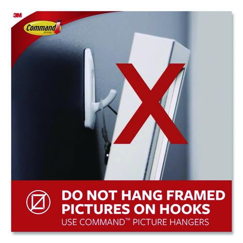 General Purpose Hooks, Large, Plastic, White, 5 lb Capacity, 12 Hooks and 18 Strips/Pack | Bundle of 10