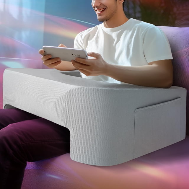 Cojín de lectura Codi Lap Desk Gaming con bolsillo lateral, color gris