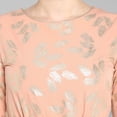 thumbnail image 6 of Janasya Indian Round Neck 3/4 Sleeve Foil Print Peach Poly Crepe Kurta For Women, 6 of 6