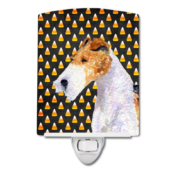 Caroline's Treasures SS4271CNL Fox Terrier Candy Corn Halloween Portrait Ceramic Night Light, 6x4x3", multicolor