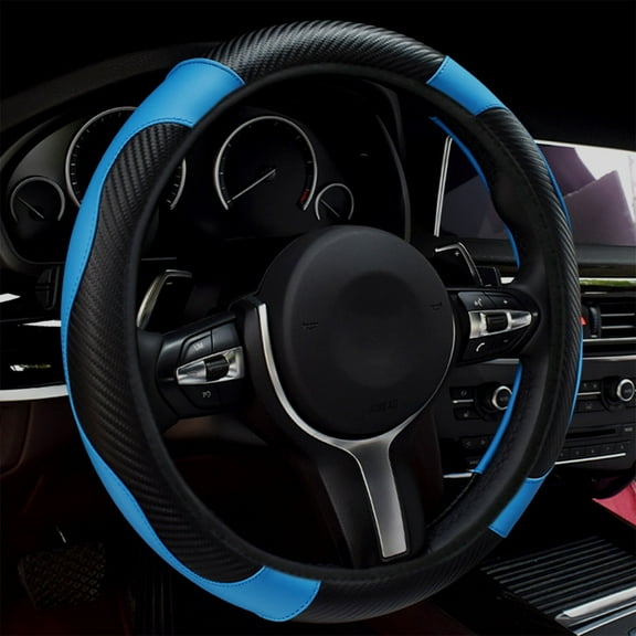 Elegant Choise 15" Carbon Fiber Steering Wheel Cover - Anti-Slip & Breathable Wrap for Enhanced Grip & Driving Comfort