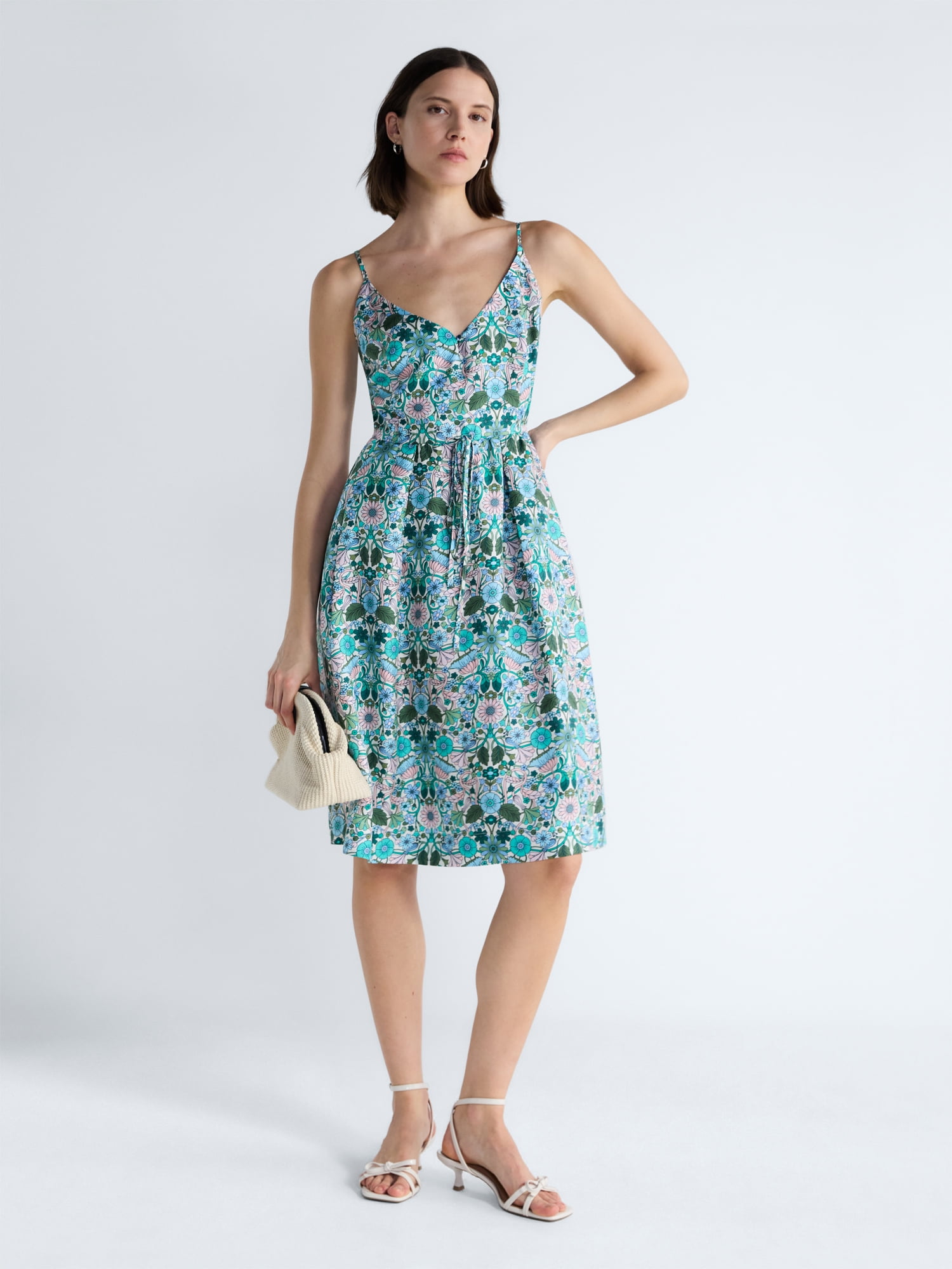 Free Assembly Women's and Women's Plus Sleeveless Printed Silk Dress, Sizes XS-4X