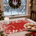 thumbnail image 6 of Steadline Red Christmas Linen Placemat - Washable Stain Resistant Table Mat with Holiday Print for Dining Room Kitchen Festive Decor Insulation Pad, 6 of 7