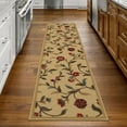 thumbnail image 4 of Ottomanson Floral Hallway Runner Rug 2'7" x 9'10" - Non Slip Low Pile Carpet, Beige, 4 of 5