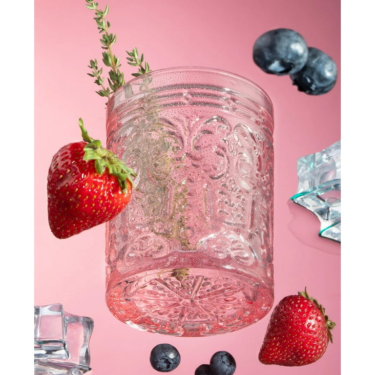 16oz 2pk Crystal Claro Mason Jar Glasses Pink - Godinger Silver