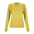 thumbnail image 5 of JIANJIA Sweaters For Women Fall Winter Knitted Solid Color Round Neck Long Sleeve Loose Casual Tops Pullover Sweater Holiday Wear,Yellow,XXXL, 5 of 7