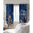 thumbnail image 2 of Navy Blue Christmas Blackout Curtains for Bedroom, Thermal Insulated Drapes, Xmas Tree Snowflake Winter Forest Black Out Curtains 63 Inch Long Room Darkening Kitchen Curtains 42"x63" 2 Panels, 2 of 8